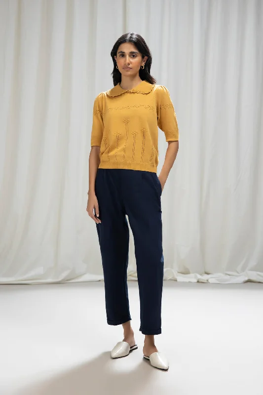 Sapphire- Turn-Up Textured Trousers Trousers Low Rise Relaxed Trousers Low Rise Relaxed Sapphire- Turn-Up Textured Trousers Trousers Low Rise Relaxed Trousers Low Rise Relaxed