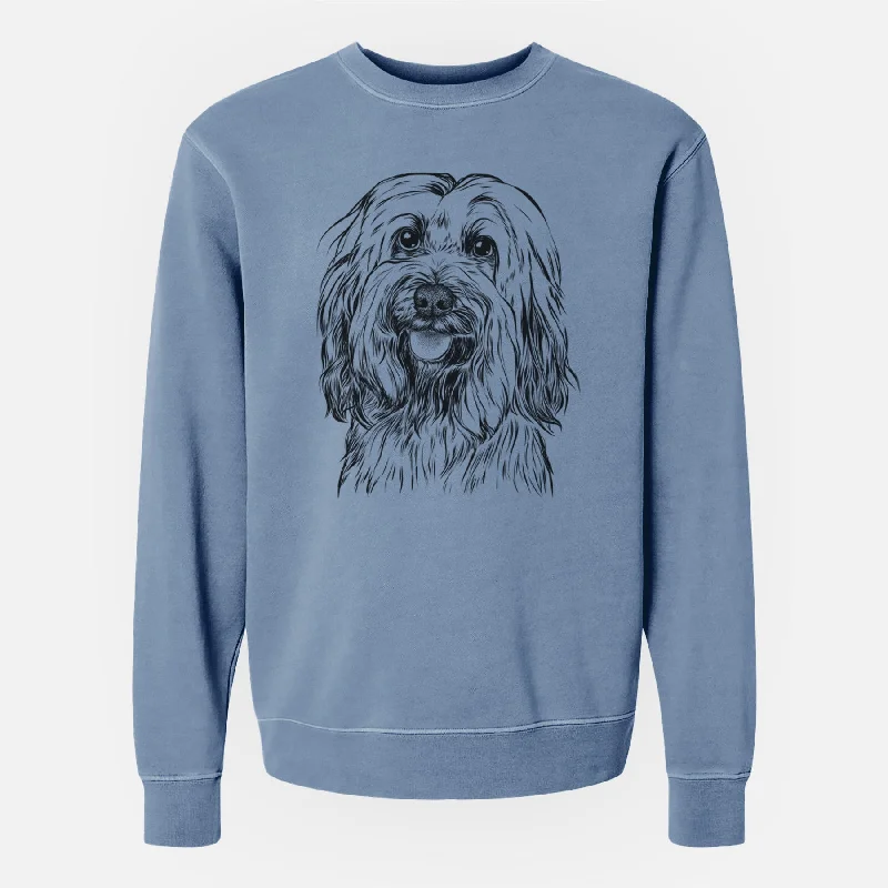 Bare Rime the Tibetan Terrier - Unisex Pigment Dyed Crew Sweatshirt Hoodie with Elastic Waist Stretchable Comfortable Hoodie with Elastic Waist Stretchable Comfortable