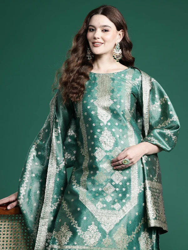 Women Green Straight Kurta Trousers With Dupatta Set Cropped Trousers Casual Linen Cropped Trousers Casual Linen Women Green Straight Kurta Trousers With Dupatta Set Cropped Trousers Casual Linen Cropped Trousers Casual Linen