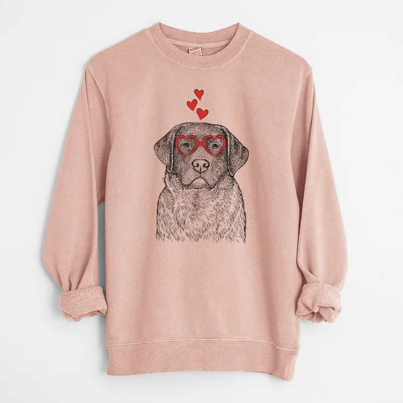 Valentine River the English Labrador Retriever - Unisex Pigment Dyed Crew Sweatshirt Hoodie with Contrast Stitching Detailed Premium Hoodie with Contrast Stitching Detailed Premium