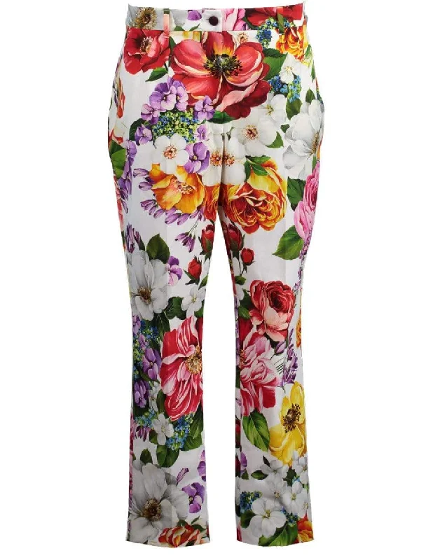 Stretch Floral Print Trouser Trousers Office Stylish Trousers Office Stylish