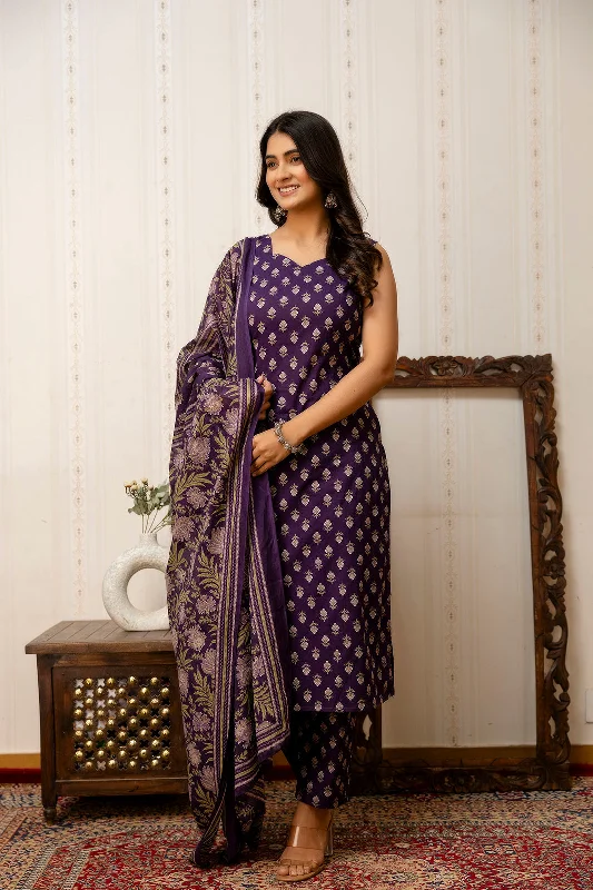 Purple Printed Straight Kurta & Trouser With Dupatta for Women Trousers stylish modern Trousers stylish modern Purple Printed Straight Kurta & Trouser With Dupatta for Women Trousers stylish modern Trousers stylish modern