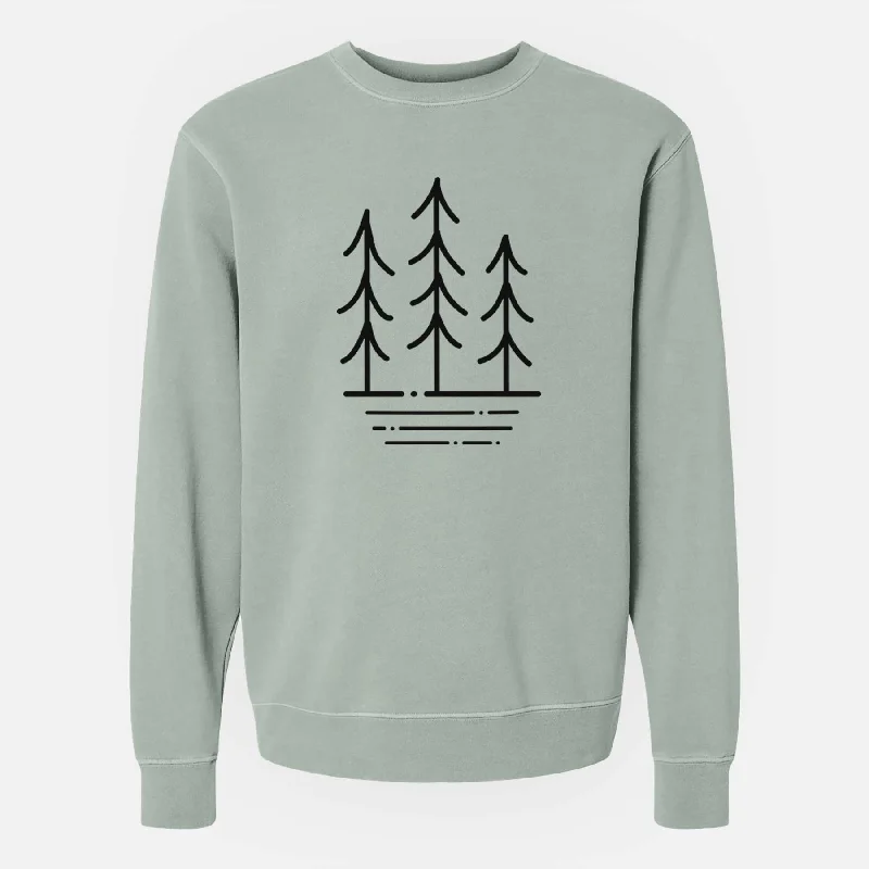 Three Trees - Unisex Pigment Dyed Crew Sweatshirt Hoodie with Mock Neck Collared Structured Hoodie with Mock Neck Collared Structured