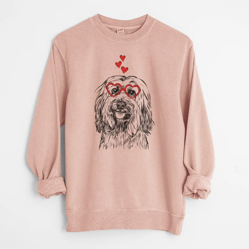 Valentine Rime the Tibetan Terrier - Unisex Pigment Dyed Crew Sweatshirt Hoodie with Exposed Zipper Edgy Industrial Hoodie with Exposed Zipper Edgy Industrial