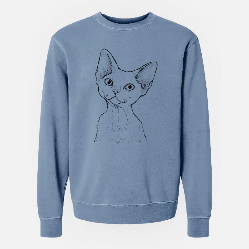 Bare Ripley the Devon Rex Cat - Unisex Pigment Dyed Crew Sweatshirt Hoodie with Turtle Neck Cozy Winter Hoodie with Turtle Neck Cozy Winter