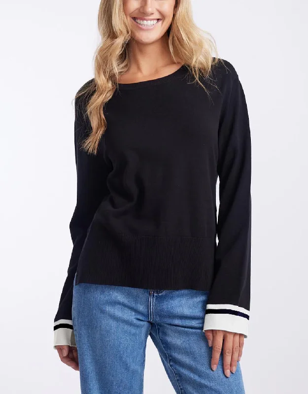 Giselle Lightweight Knit Top  - Black Comfortable Knit Tee