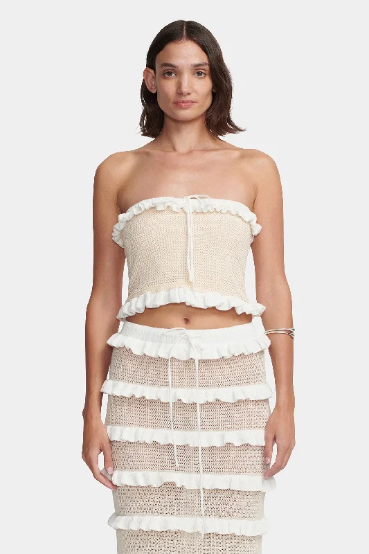 Matisse Knit Top Cream Pointelle Comfortable Knit Tee