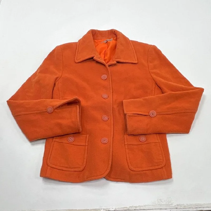 Pierre Cardin Orange Button-Down Wool Blazer Jacket Women's Femme Size 4 Women's Denim Suit