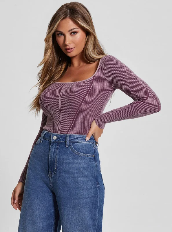 Eco Purple Blandine Knit Top Warm Knit Tee