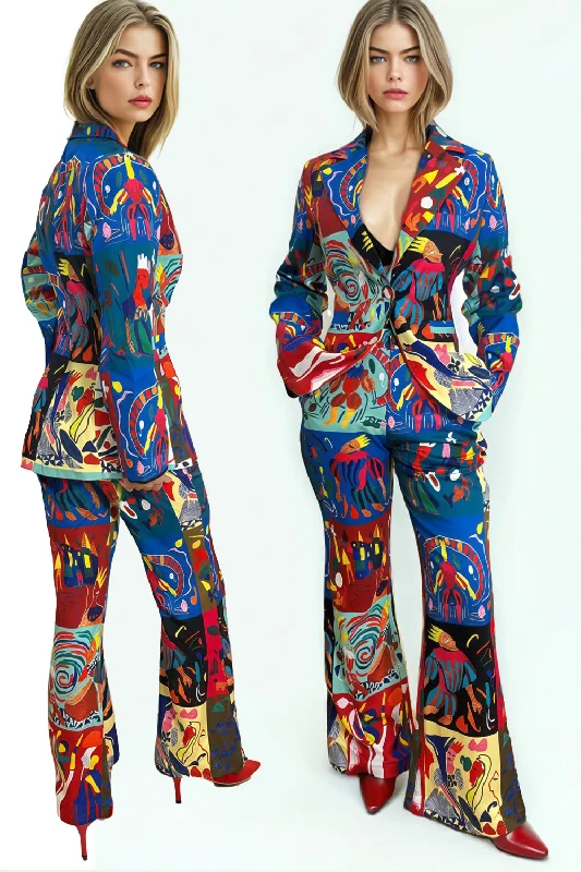 A93141 BLAZER PANT SET Spring Women's Coat