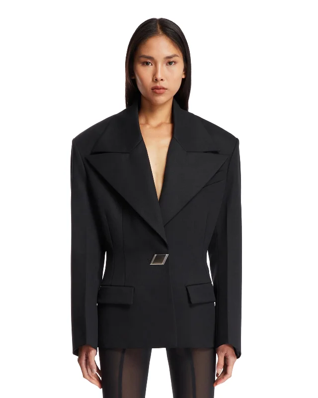 Blazer Sartoriale Nero Women's Solid Blazer