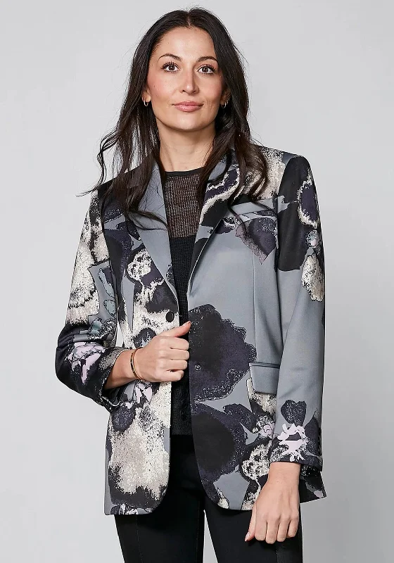 Nu Denmark Yoko Floral Print Blazer, Grey Women's Vintage Suit