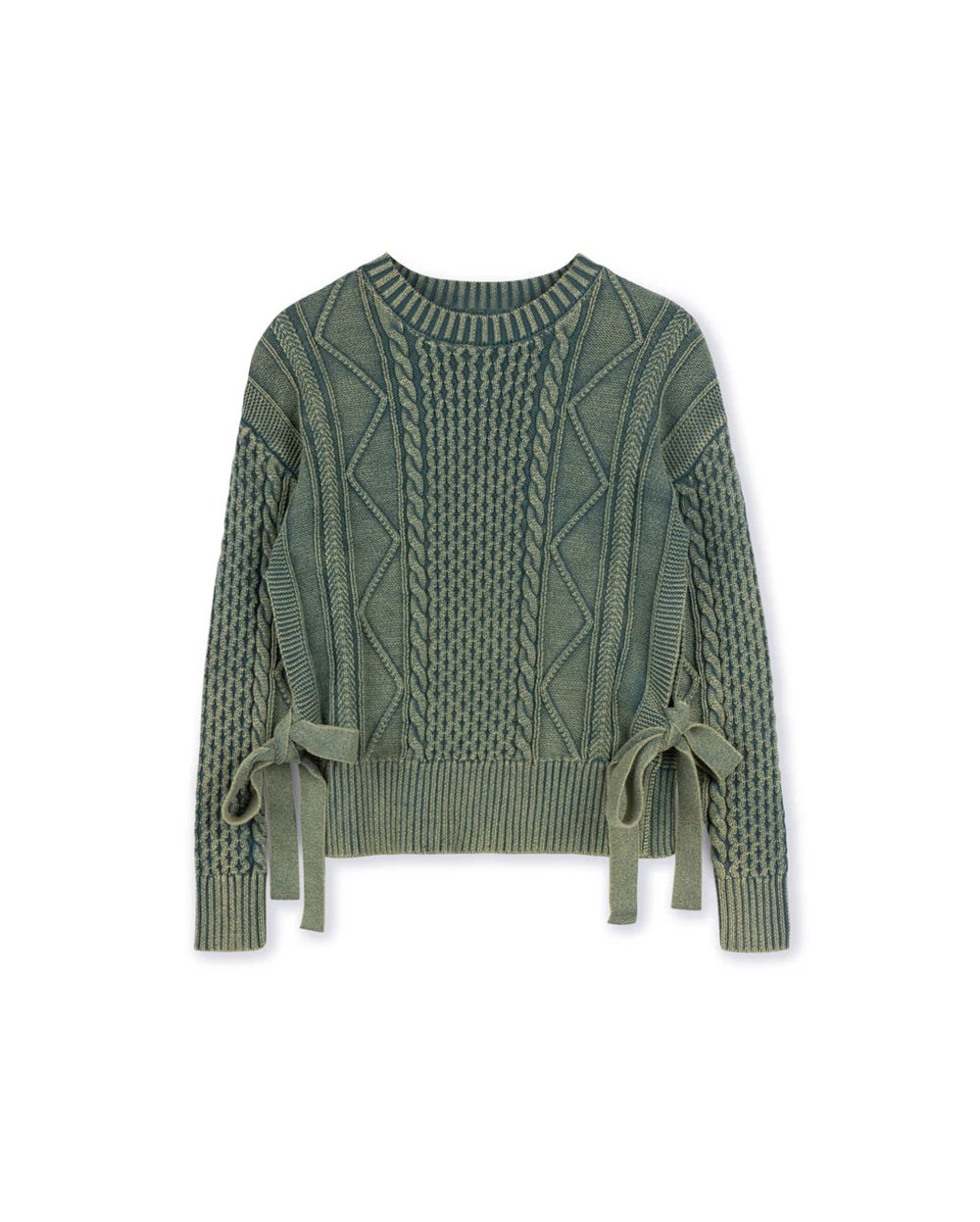 Side Tie Knit Top 529 Olive Green Knit Blouse