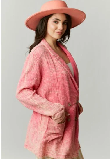 Acid Washed Waffle Blazer Women's Elegant Blazer