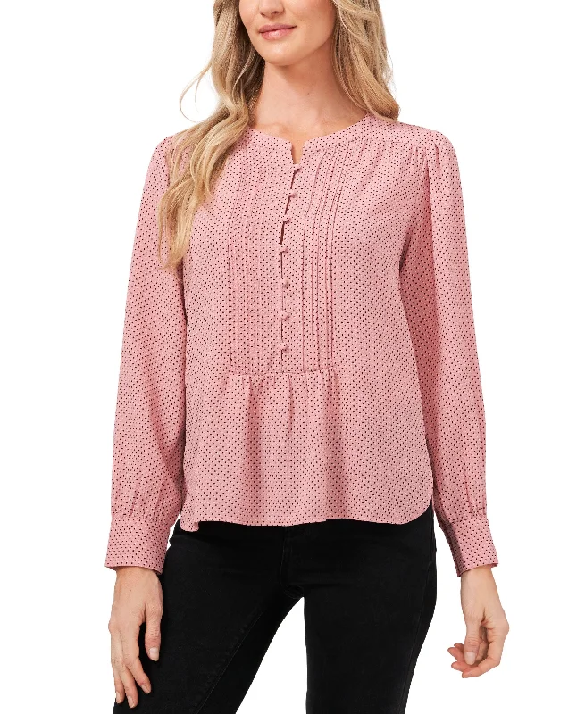 Women's Clip-Dot Sleeve Mixed-Media Knit Top Glamorous Knit Top