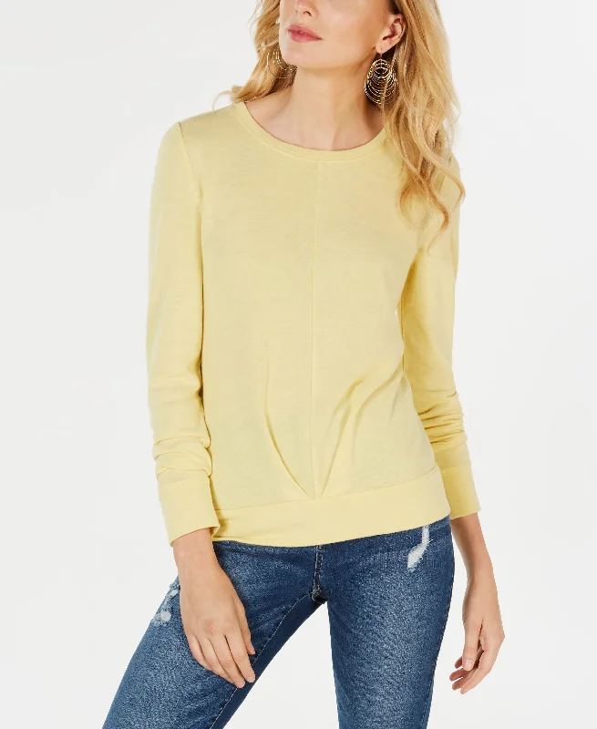 Pleated Front Knit Top Comfortable Knit Tee