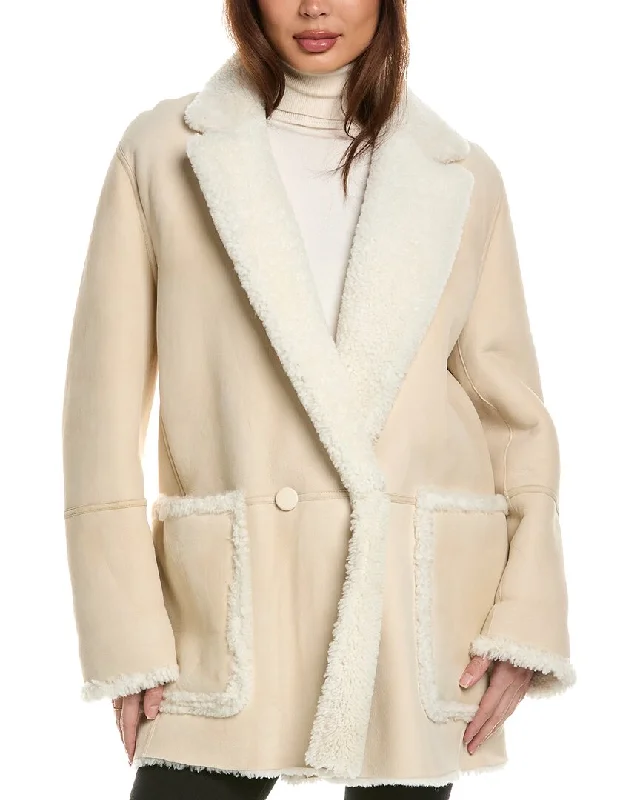Lafayette 148 New York Leather Reversible Double Button Coat Blazer Duffle Coat Pea Coat Lafayette 148 New York Leather Reversible Double Button Coat Blazer Duffle Coat Pea Coat
