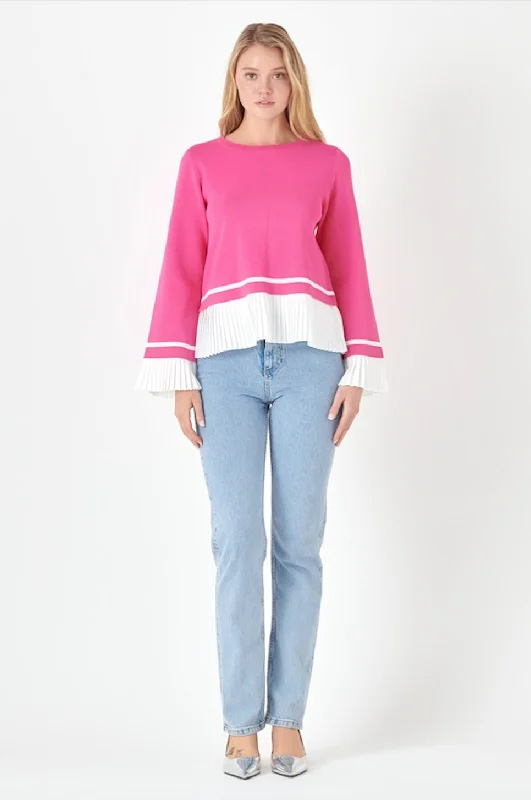 Pink Pleated Knit Top Limited Edition Knit Top