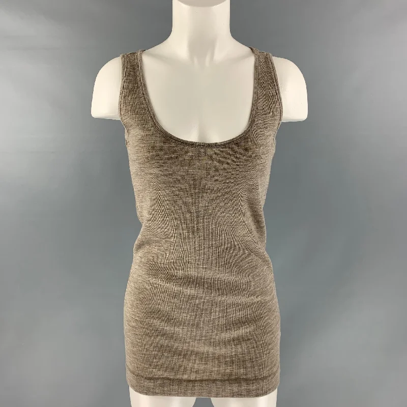 JIL SANDER Size M Taupe Wool & Angora Knit Top Chic Knit Top