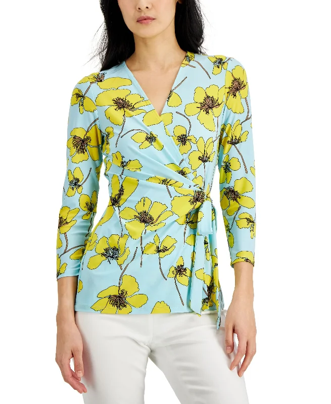 Anne Klein Petite Side-Tie Knit Top Halter Neck Knit Tee