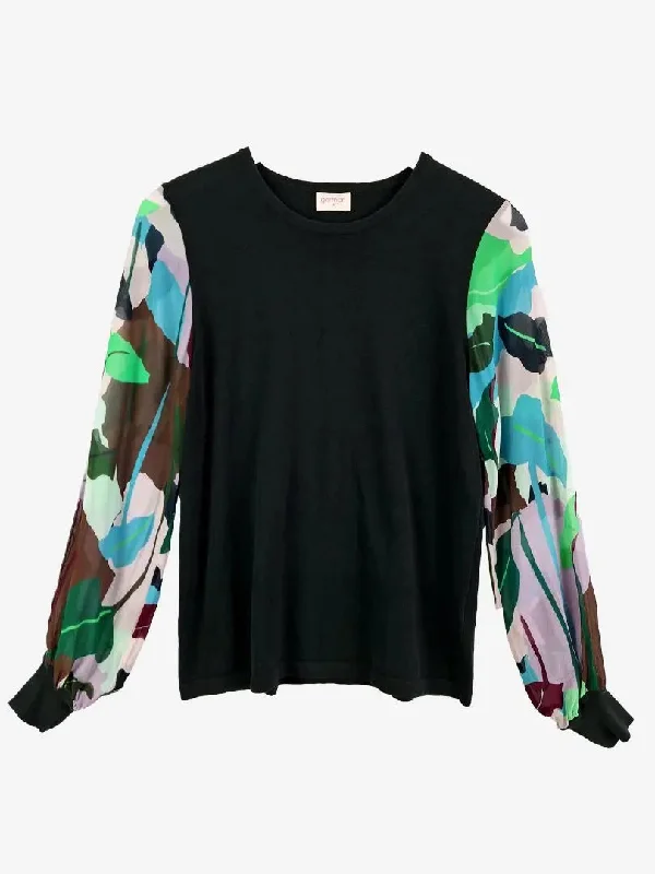 Gorman Bottle Green Contrast Knit Top Size 10 Branded Knit Top
