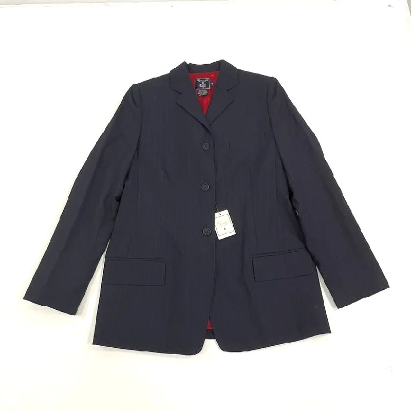 NWT Women's Façonnable Blue & Red Pinstripe Blazer 100% Wool - Size 10 Women's Leather Blazer