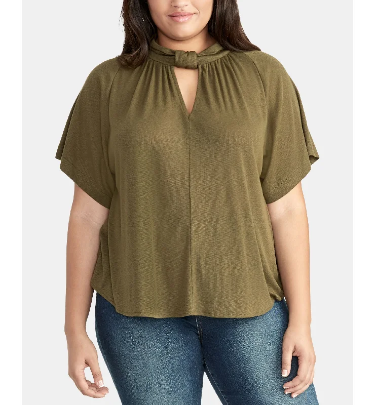 Rachel Rachel Roy Trendy Plus Size Keyhole Knit Top Solid Color Knit Top