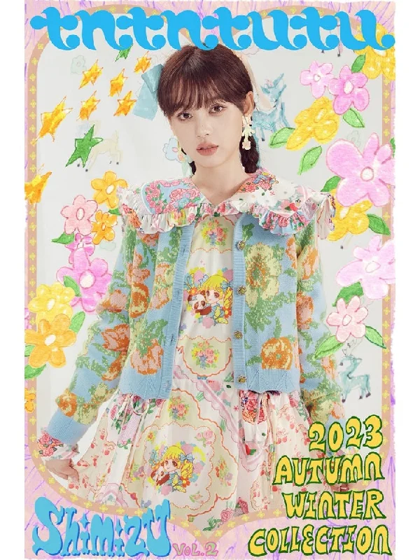 Shimizu Illustration Flower Knit Jacquard Short Cardigan【s0000003657】 Hooded Caped Shawl Collar Hooded Caped Shawl Collar Shimizu Illustration Flower Knit Jacquard Short Cardigan【s0000003657】 Hooded Caped Shawl Collar Hooded Caped Shawl Collar