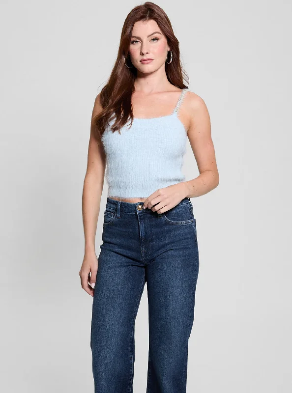 Blue Keyla Bralette Knit Top Sustainable Knit Top