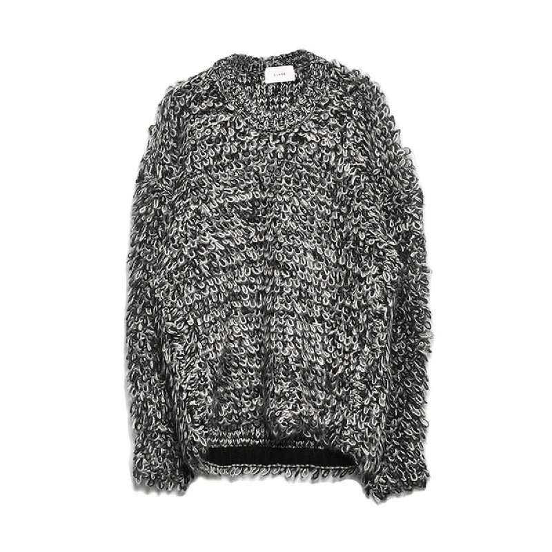 [CLANE]MIX LOOP MOHAIR KNIT TOPS/BLACK(15106-2202) Comfortable Knit Tee