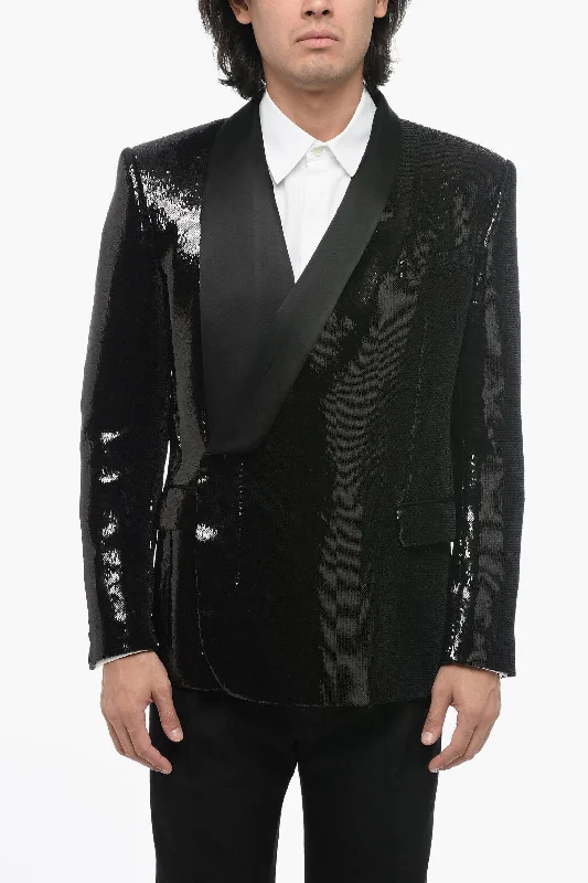 Dolce & Gabbana Sequined Double-breasted Blazer With Silk Lapel Women's Casual Suit