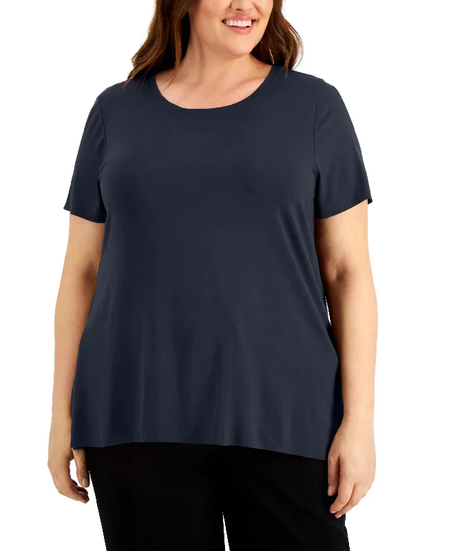 Alfani Plus Size Knit Top Bronze Knit Blouse