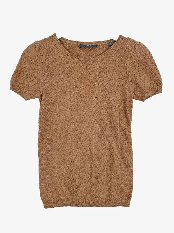 Marcs Caramel Geometric Everyday Knit Top Size M High-End Knit Shirt