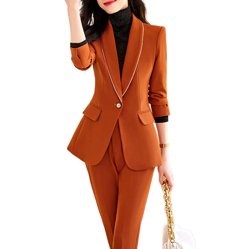 OEM Wholesale High-quality 2 Piece Set for Women Business Office Lady Work Wear Single Button Clothes Blazer with Trousers Women's Elegant Suit OEM Wholesale High-quality 2 Piece Set for Women Business Office Lady Work Wear Single Button Clothes Blazer with Trousers Women's Elegant Suit