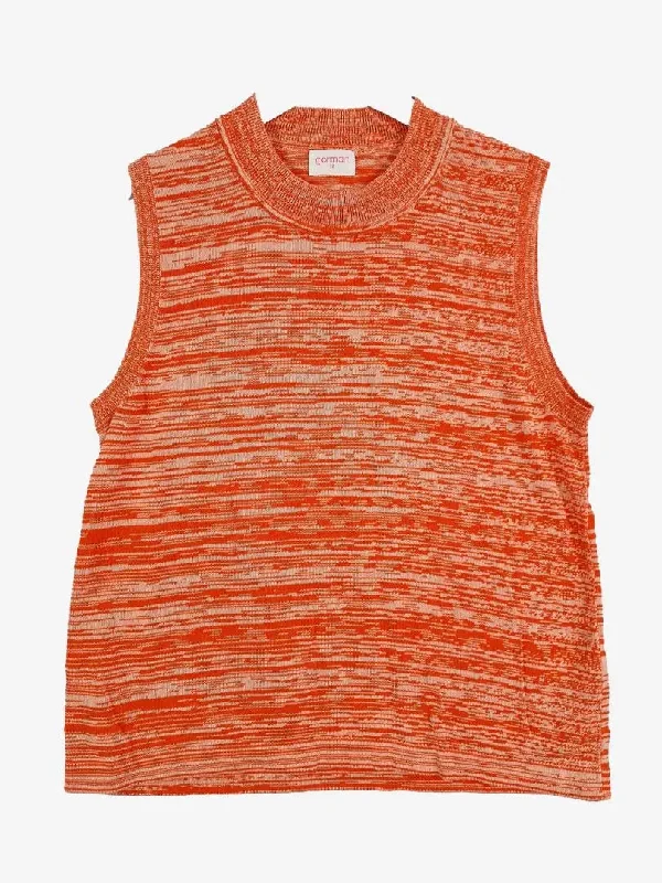 Gorman Tangerine Mock Neck Knit Top Size 12 Luxury Knit Top
