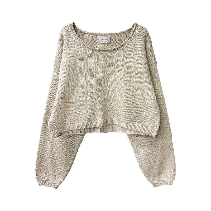 [CLANE]ROLL NECK SHORT KNIT TOPS/IVORY(18106-2262) Designer Knit Top