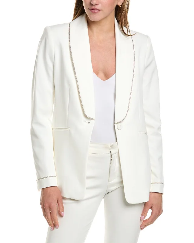 Elie Tahari Rhinestone Trim Blazer Women's Solid Blazer