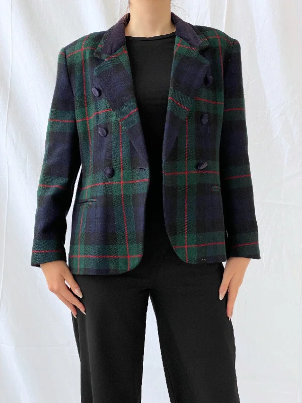 Vintage Norton McNaughton Petites Wool Blend Plaid Women’s Blazer - L Women's Lightweight Blazer