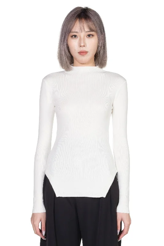 Lace Knit Top White Recycled Knit Tee
