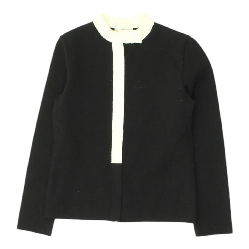 Loom Womens Black Long Sleeve Full Zip Knit Top | Vintage High End Designer VTG High Neck Knit Top