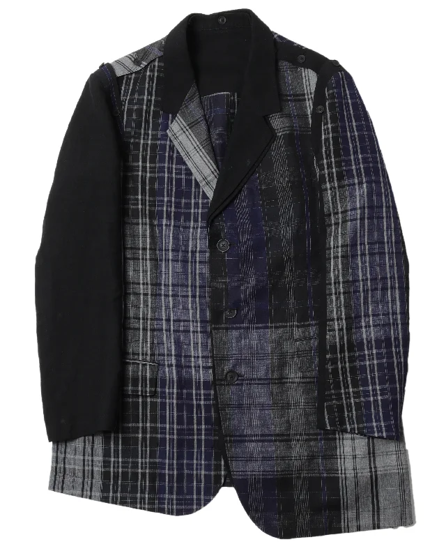 Pour Homme Asymmetric Plaid Blazer Women's Premium Blazer