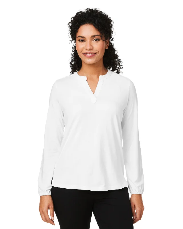 Devon & Jones DP122W Ladies' Raleigh Half-Placket Knit Top Hemp Knit Blouse