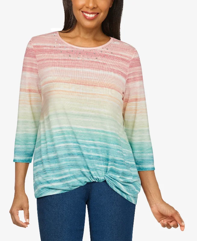 Plus Size Peachy Keen Ombre Knit Top Lavender Knit Shirt