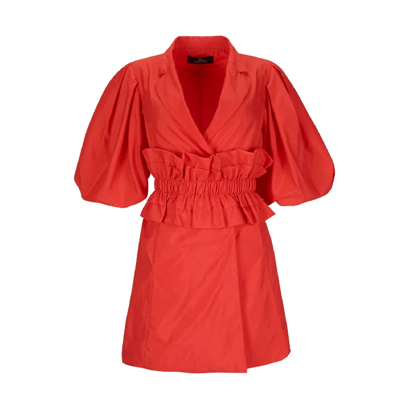 Orange Blazer Dress with Frill Belt Women's High-End Blazer