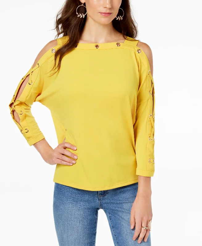 Thalia Sodi Off The Shoulder Dolman Grommet Knit Top Fashion Knit Shirt