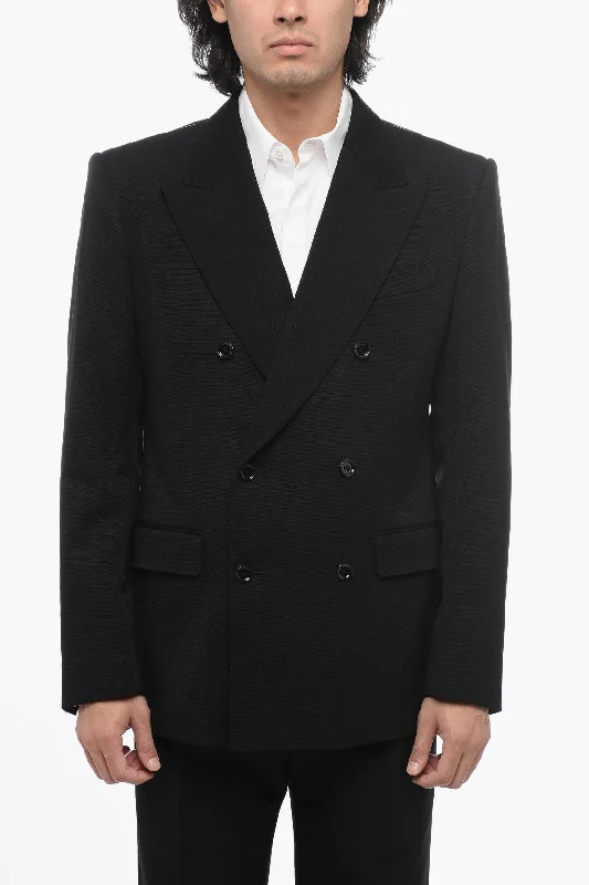 Dolce & Gabbana Wool Blend Double-Breasted Blazer With Peak lapel Women's Business Blazer