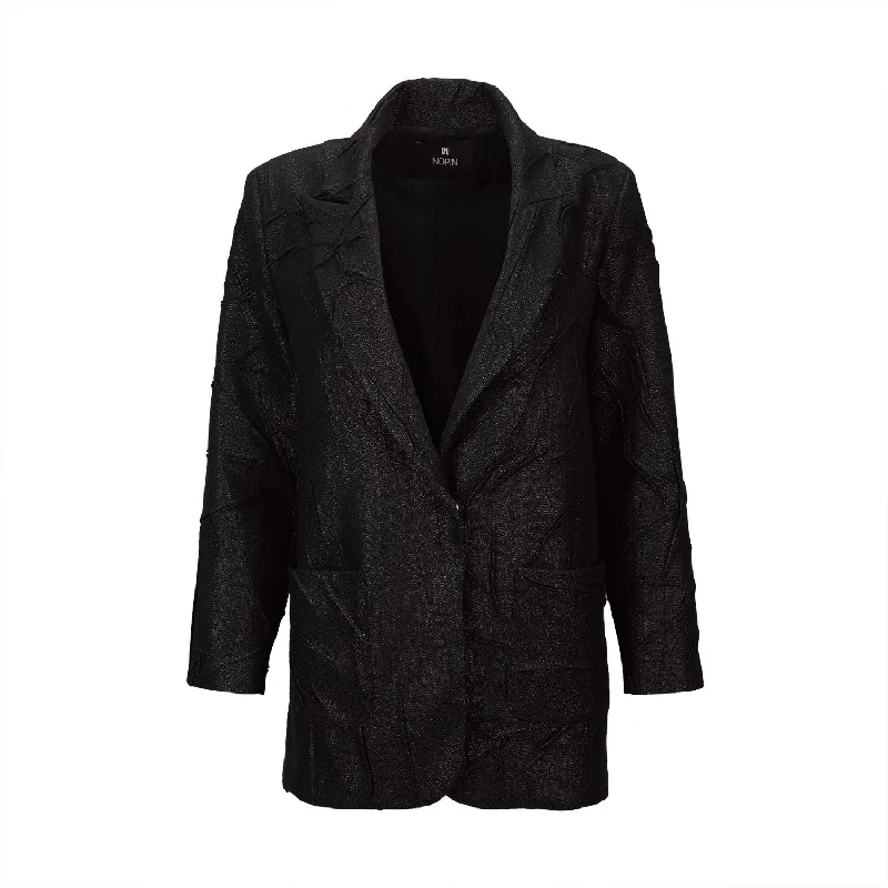 Shiny Black Oversized Blazer Fashion Women's Blazer