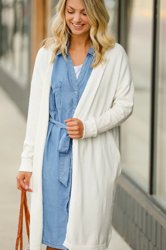 Ivory Open Front Long Cardigan - FINAL SALE Stylish Fashionable Trendy Stylish Fashionable Trendy