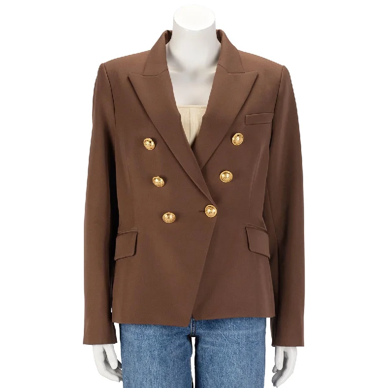 Balmain Brown Wool Classic DB Blazer FR 46 Winter Women's Blazer