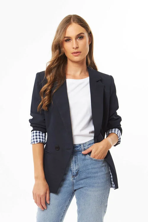 Seeking LOLA  GEORGIE BLAZER Navy Check Women's Radiation Jacket